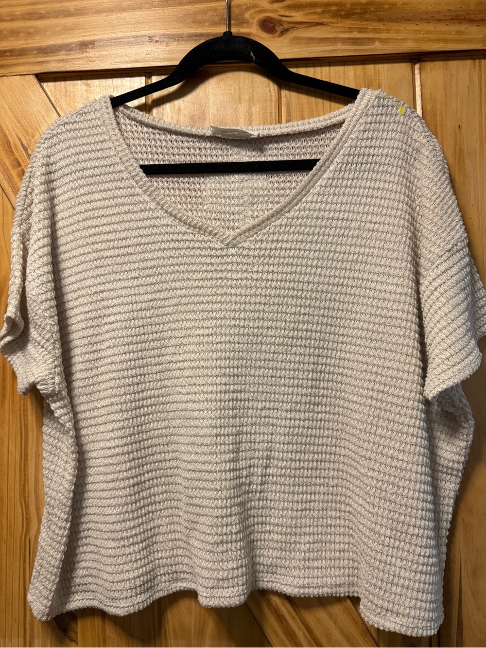 Zenana Outfitters Cream Waffle-Knit V-Neck Top